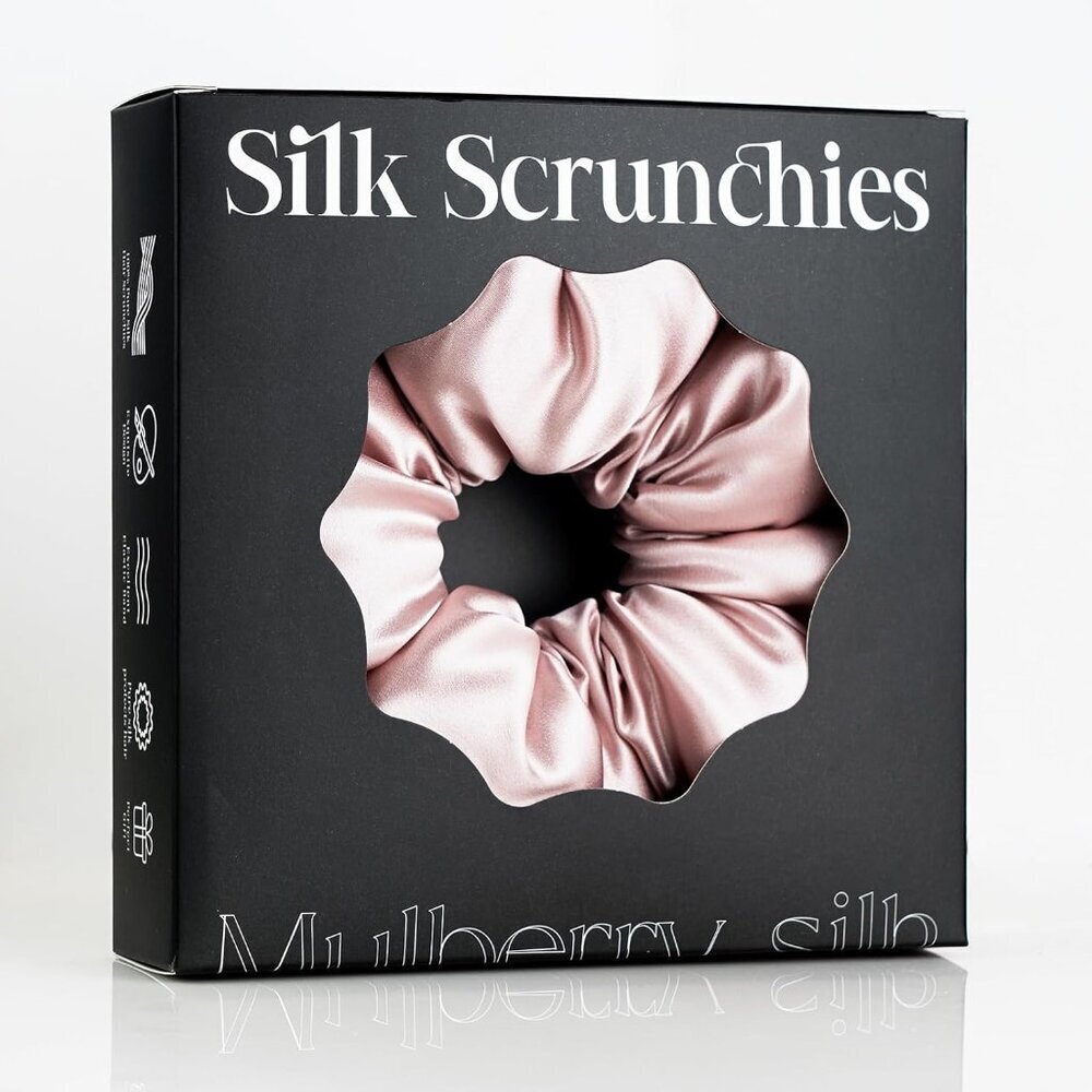 Silk Hair Tie Mulberry 22 Momme Large Scrunchie for Thick Curly Hair